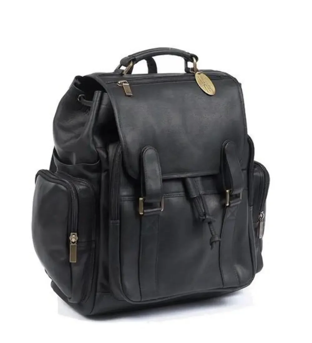 Claire Chase Jumbo Laptop Backpack Black Leather